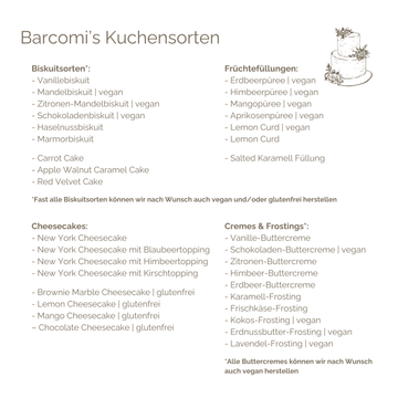 3 - Etagen–Hochzeitstorte mit Deko nach Wunsch | vegan möglich - Barcomi's & Cynthia Barcomi's Onlineshop
