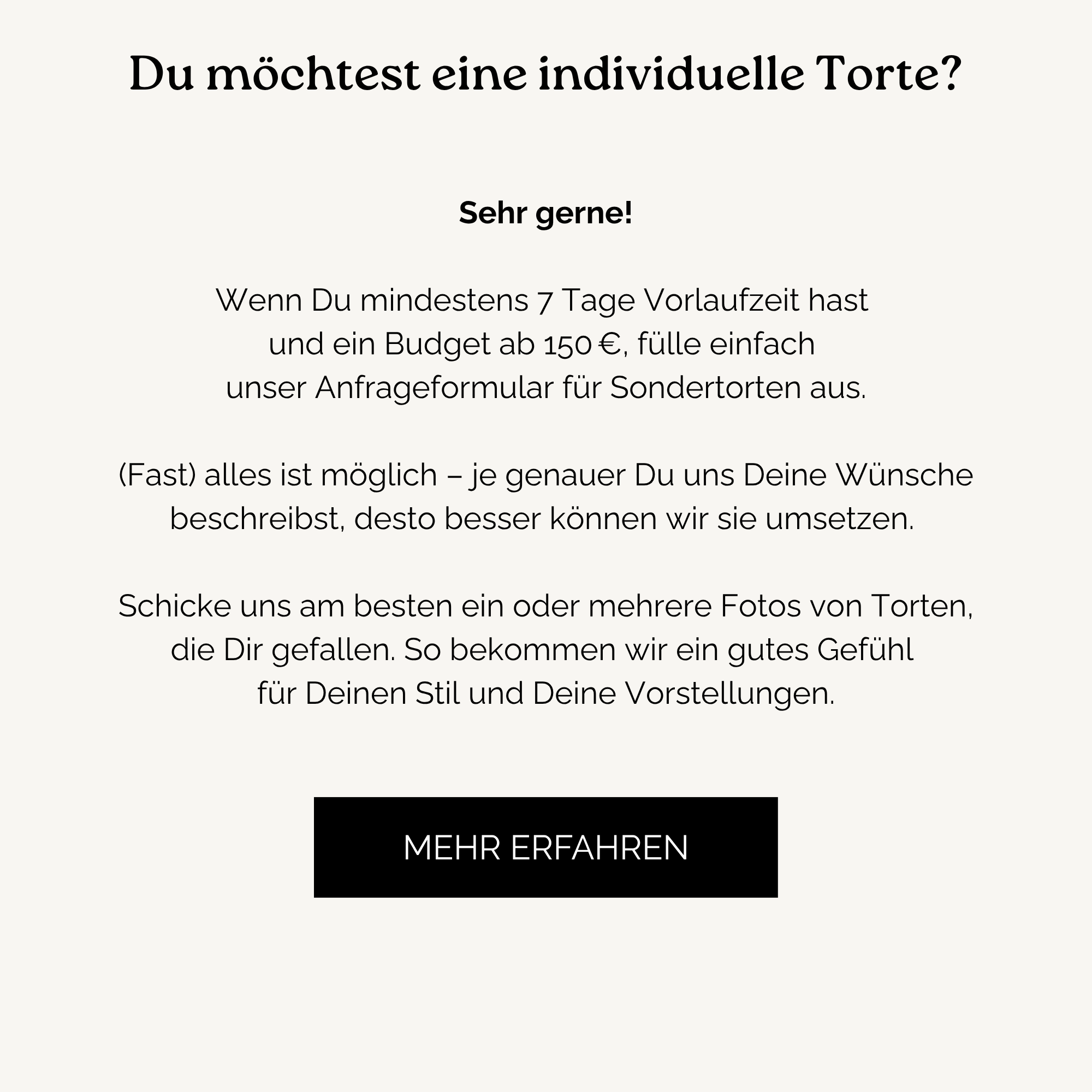 Du mochtest eine individuelle torte de
