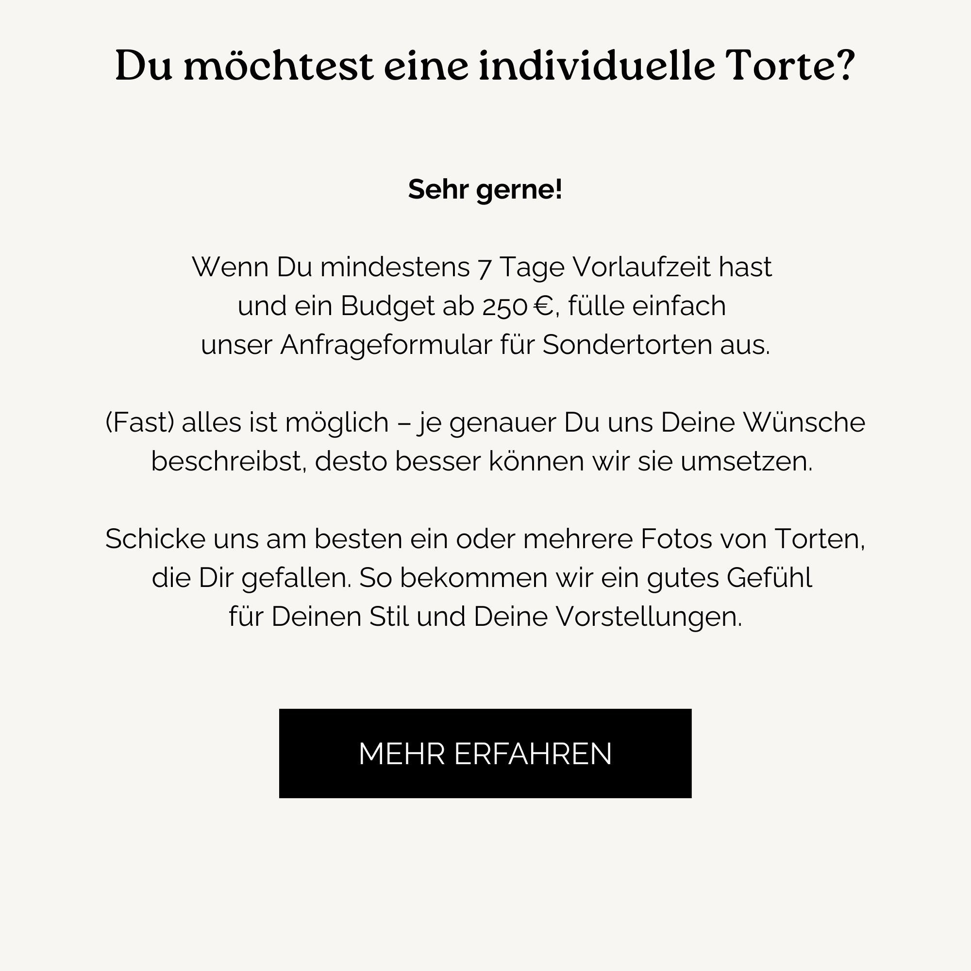 Du mochtest eine individuelle torte de 1