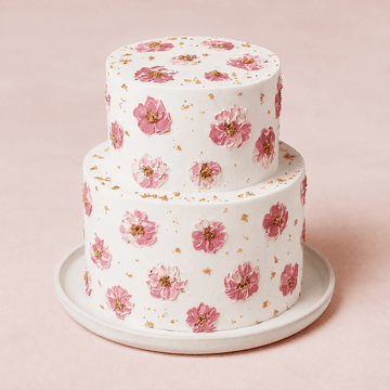 Elegante Hochzeitstorte mit handgemalten Blumen & Gold | vegan & glutenfrei möglich & versch. Farben möglich - Barcomi's & Cynthia Barcomi's Onlineshop