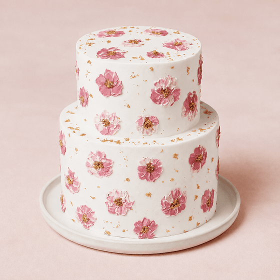 Elegante Hochzeitstorte mit handgemalten Blumen & Gold | vegan & glutenfrei möglich & versch. Farben möglich - Barcomi's & Cynthia Barcomi's Onlineshop
