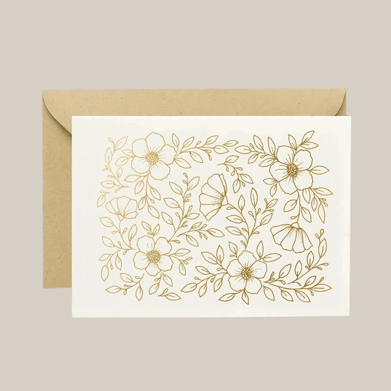 Grußkarte | Goldfolien Blumen - Barcomi's Onlineshop
