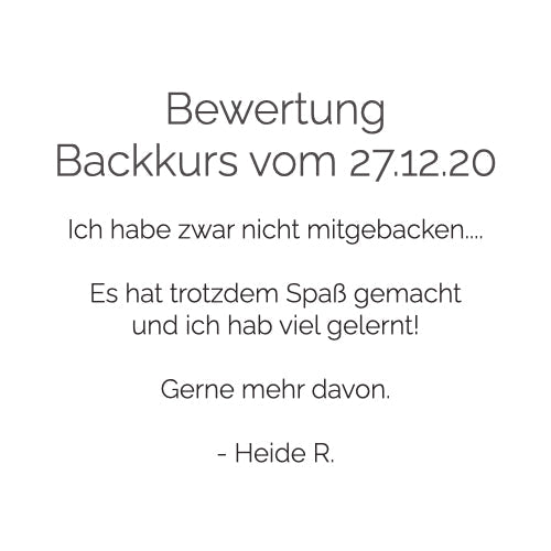 Backkurs | 10. Januar - Cynthia Barcomi's Onlineshop