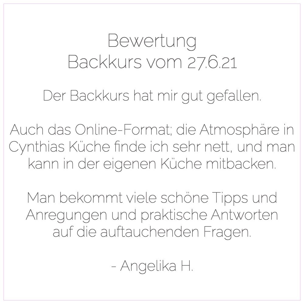 Backkurs | 17. Oktober - Cynthia Barcomi's Onlineshop