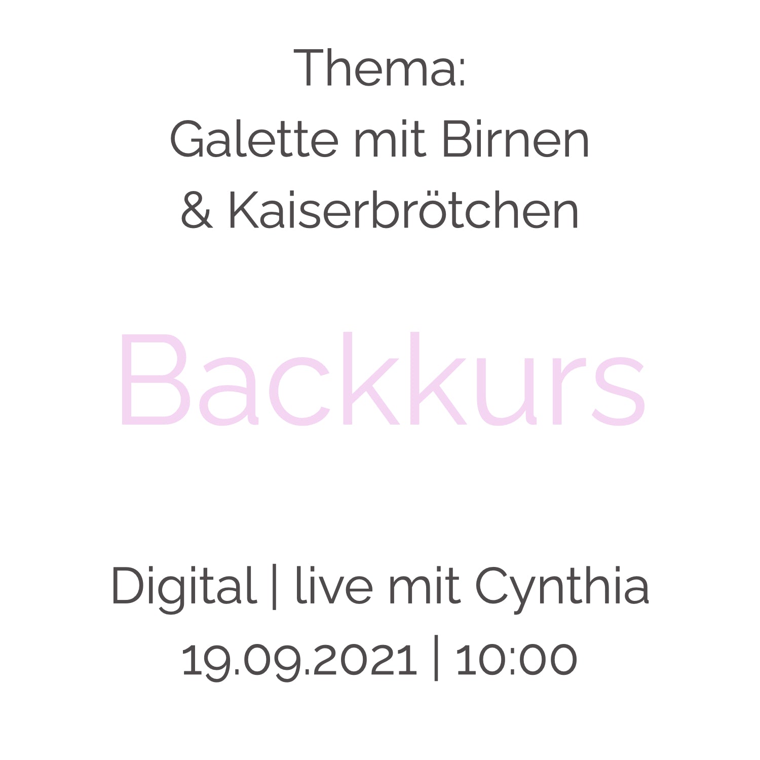 Backkurs | 19. September - Cynthia Barcomi's Onlineshop