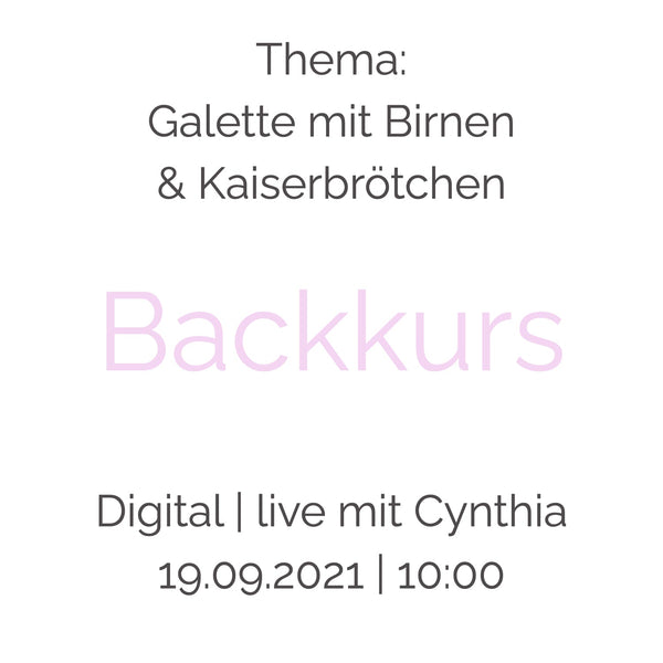 Backkurs | 19. September - Cynthia Barcomi's Onlineshop