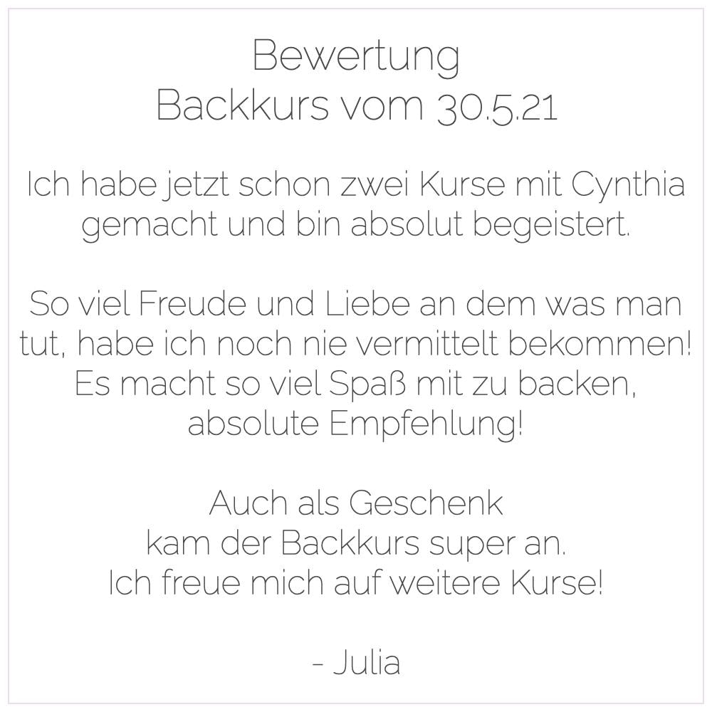 Backkurs | 22. Mai - Cynthia Barcomi's Onlineshop