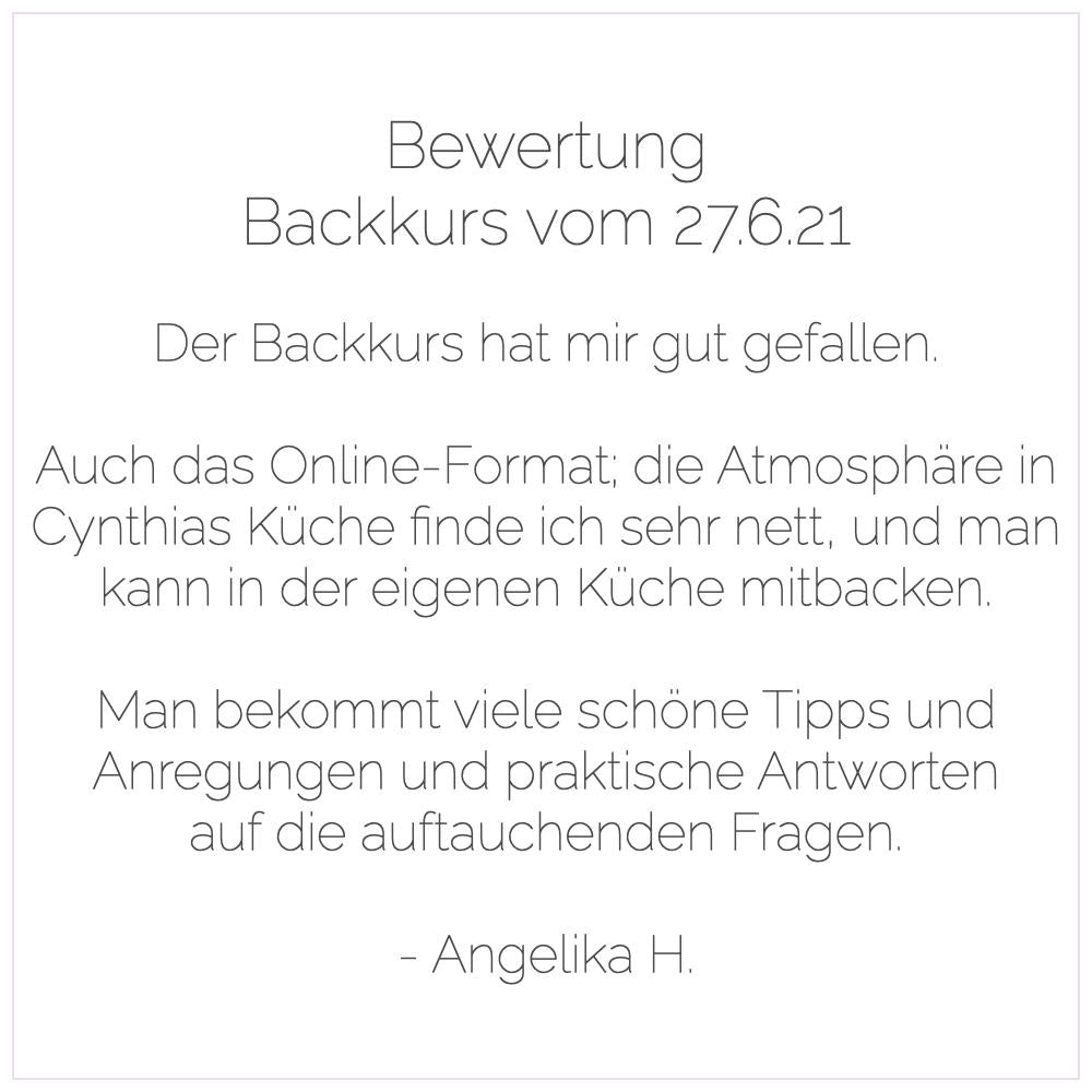 Backkurs | 22. Mai - Cynthia Barcomi's Onlineshop