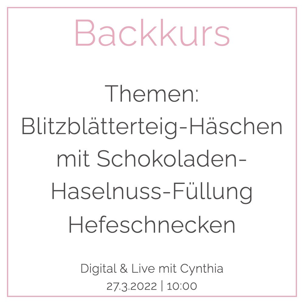 Backkurs | 27. März - Cynthia Barcomi's Onlineshop