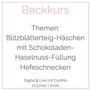 Backkurs | 27. März - Cynthia Barcomi's Onlineshop