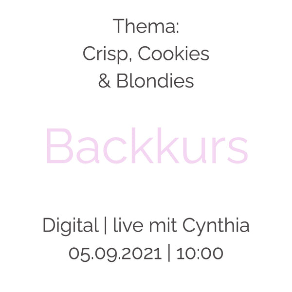 Backkurs | 5. September - Cynthia Barcomi's Onlineshop