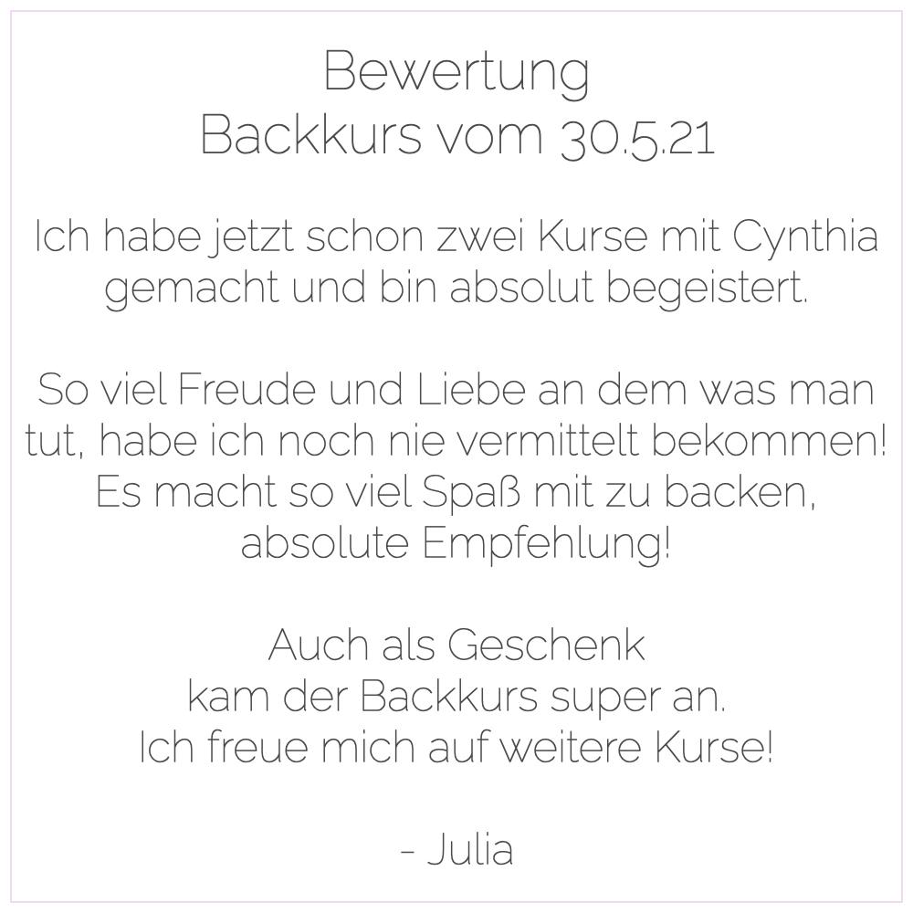 Backkurs | 9. Januar - Cynthia Barcomi's Onlineshop