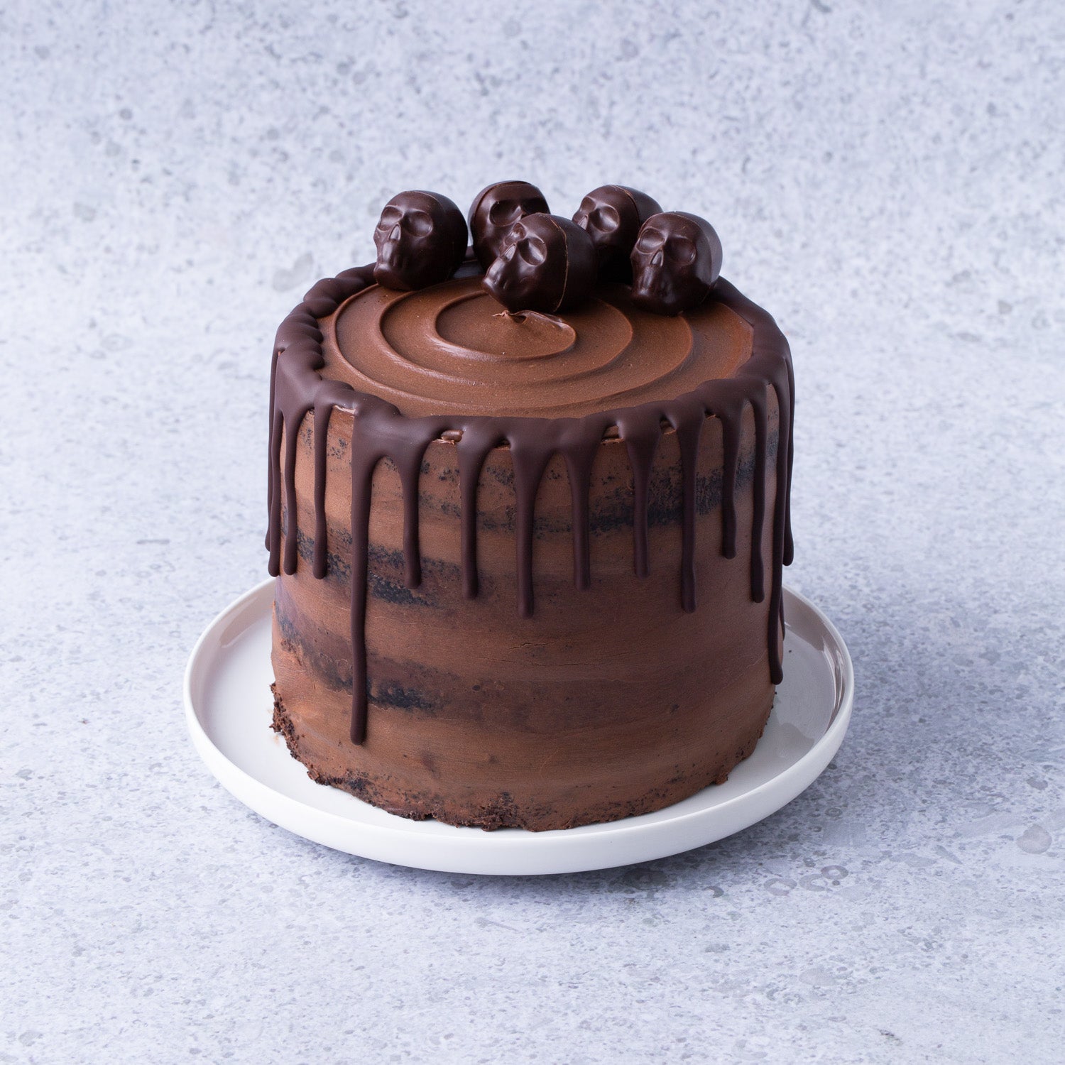 Dark Chocolate Skull Drip Cake | vegan - Cynthia Barcomi's Onlineshop