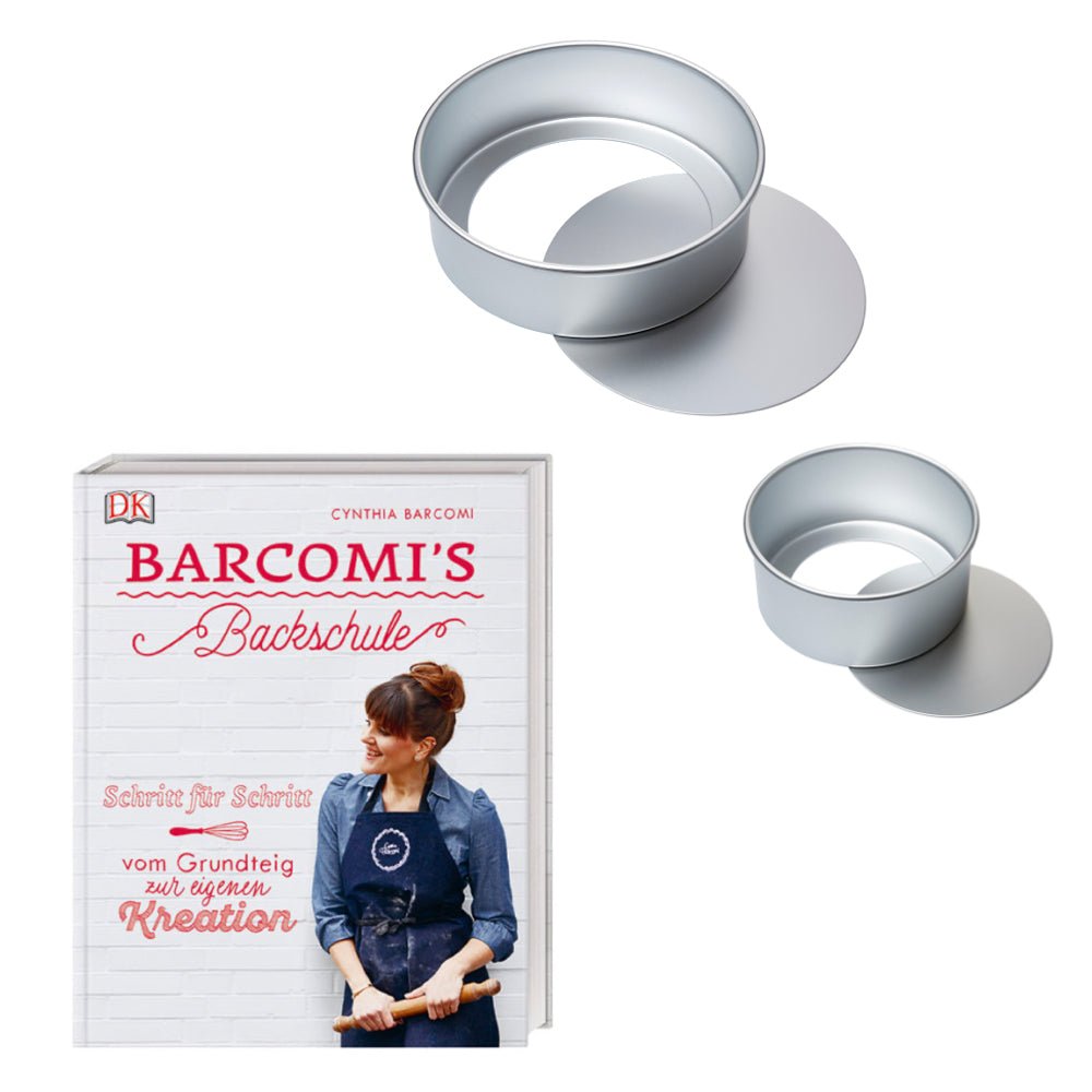 Set Buch "Barcomi's Backschule" & Biskuitbodenformen 15 cm & 23 cm - Barcomi's Onlineshop