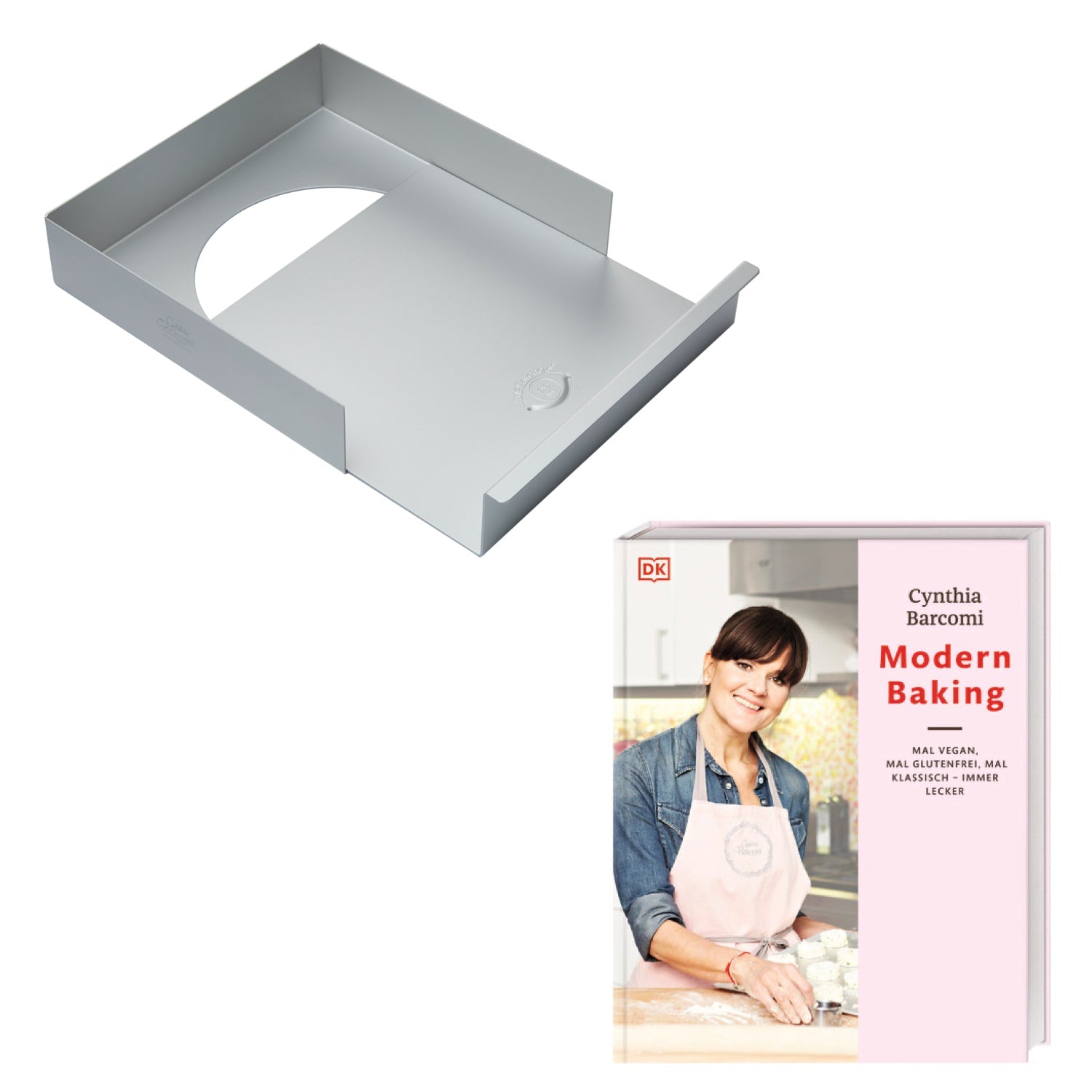 Set of book "Modern baking" & rectangular baking dish with pull-out ground 23 x 23 cm