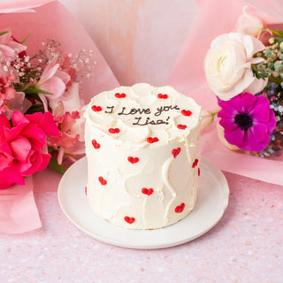 White Cake with Hearts - Barcomi's Onlineshop